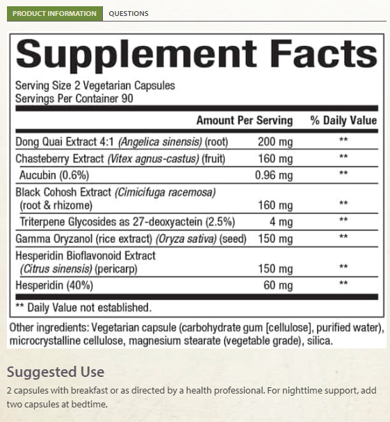 menosense menopause formula supplement facts image